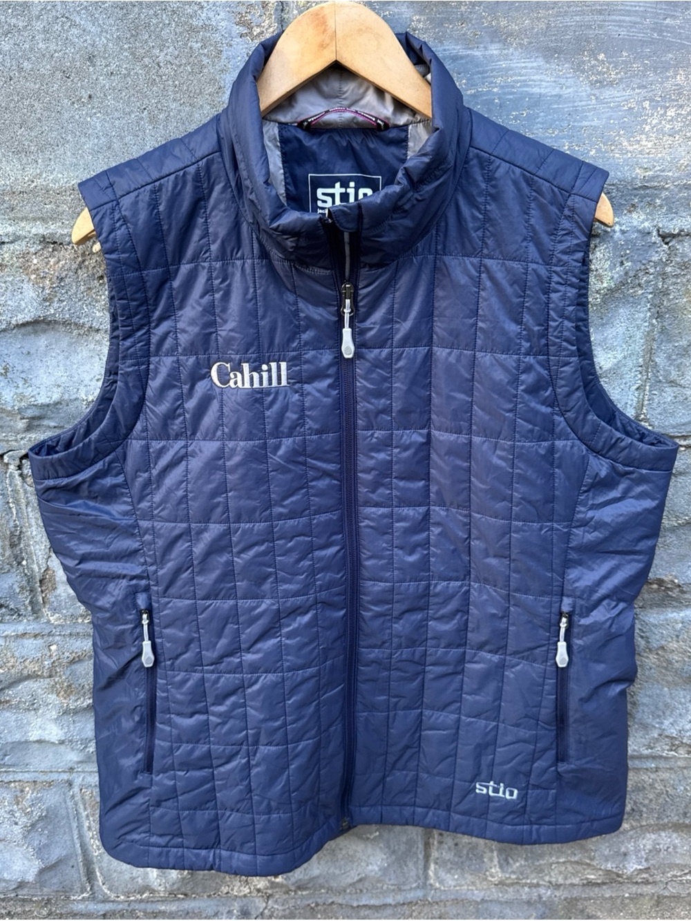 Stio Womens Pinion Down Vest Blue Size XXL Pertex Quantum Logo Puffer